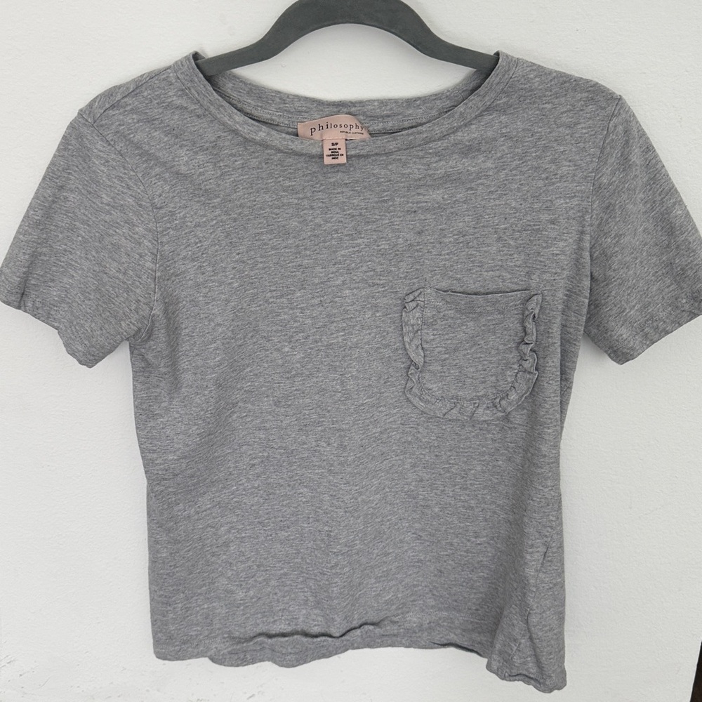 Gray Philosophy T-Shirt with Detailed Pocket